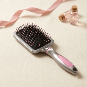 Silver & Pink Paddle Hair Brush