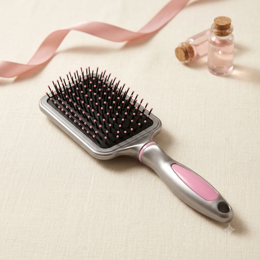 Silver & Pink Paddle Hair Brush