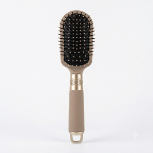 Luxury Matte Oval Hair Brush with Metallic Gold Accents