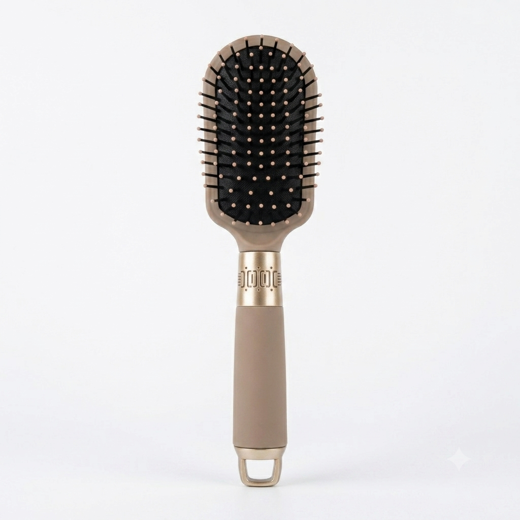 Luxury Matte Oval Hair Brush with Metallic Gold Accents