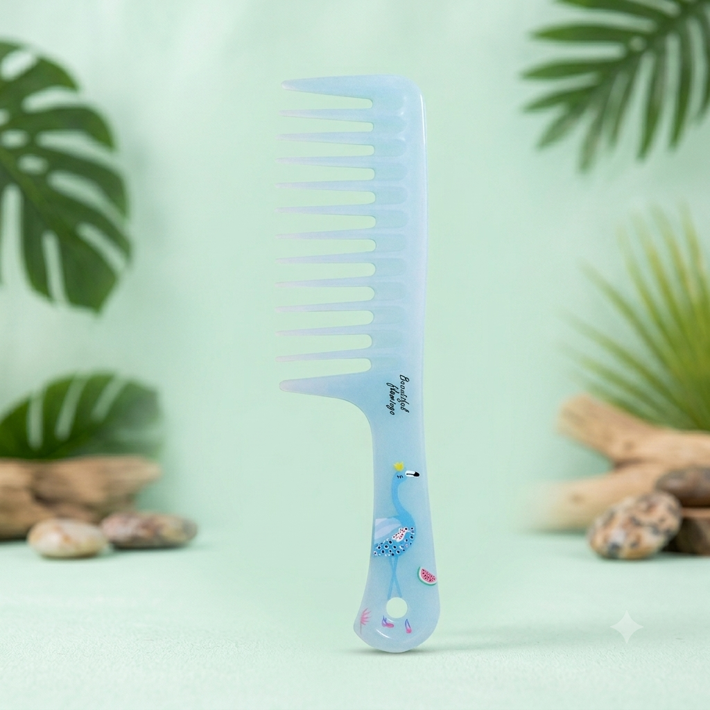 Beautiful Flamingo Wide-Tooth Hair Comb – Anti-Static Detangler for Wet, Curly, & Thick Hair