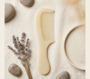 Shimmering Cream Detangling Hair Comb with Comfort Grip Handle