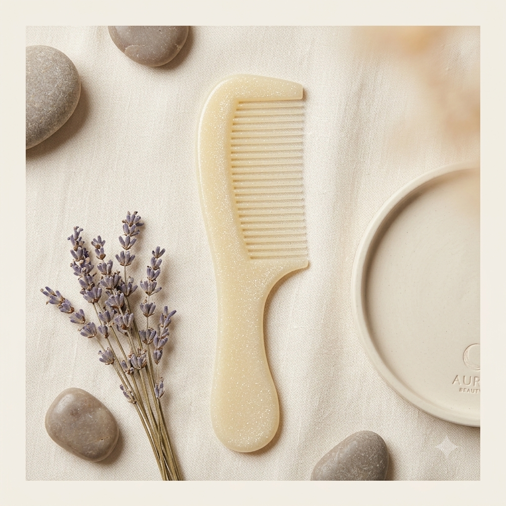 Shimmering Cream Detangling Hair Comb with Comfort Grip Handle