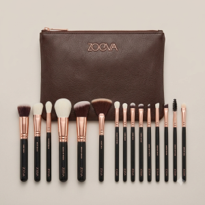 ZOEVA Complete Makeup Brush Set (15 Pieces) with Luxury Faux Leather Pouch
