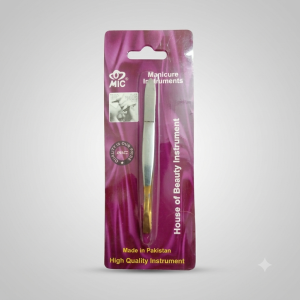 MIC Gold-Tip Slanted Tweezers for Eyebrows & Facial Hair